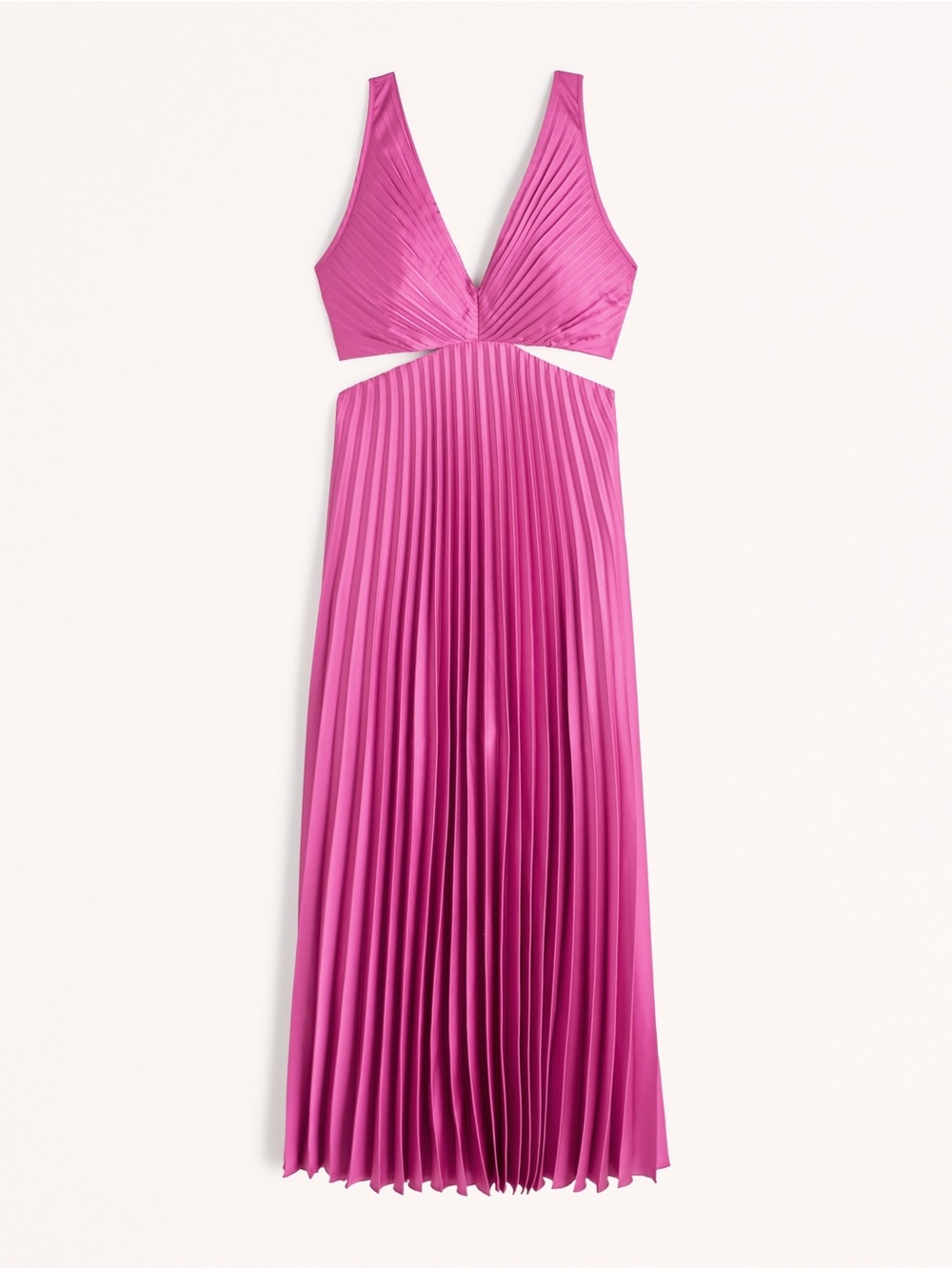 Abercrombie & Fitch Pink Satin Pleated Cut Out Maxi Dress Size M